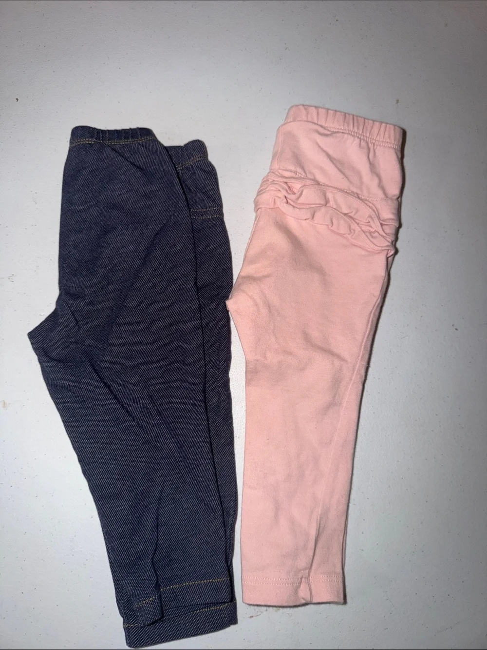 Carter's Pink Ruffle Waist Legging & Navy Knit Legging Set